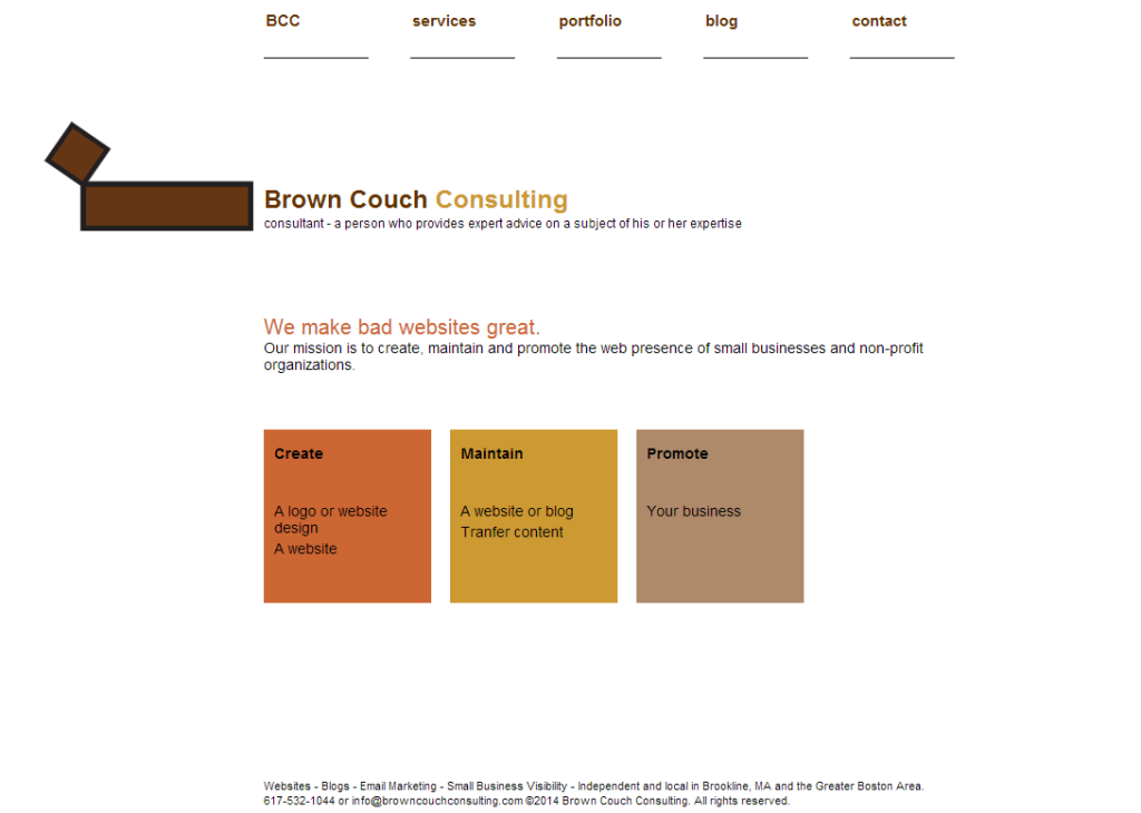 Brown Couch Consulting website screenshot
