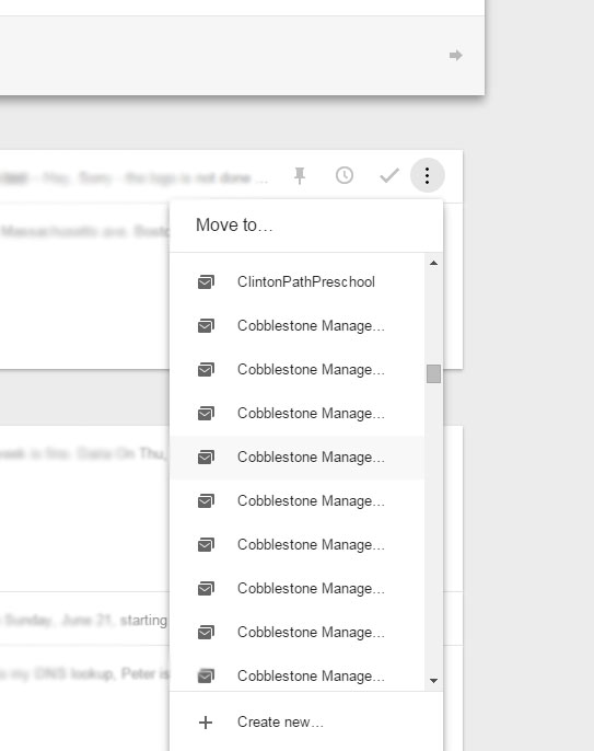 Snapshot of Gmail Inbox Move To option